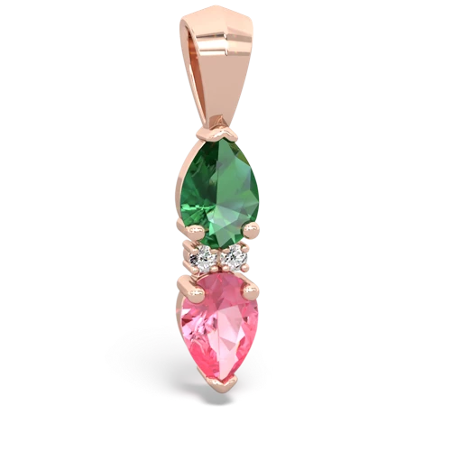 lab emerald-pink sapphire bowtie pendant