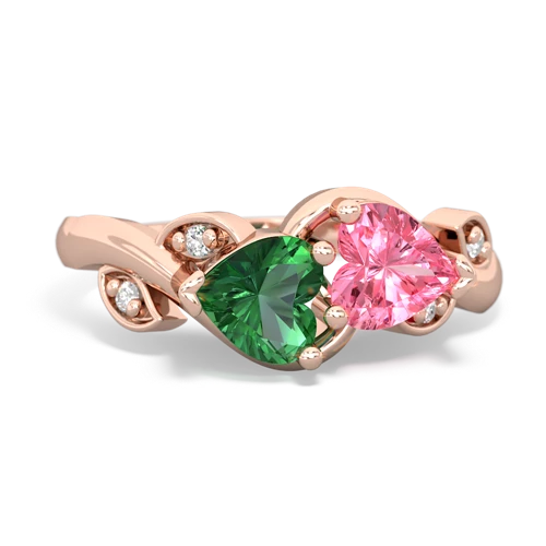 lab emerald-pink sapphire floral keepsake ring