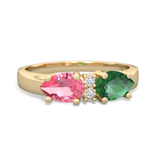 lab emerald-pink sapphire timeless ring