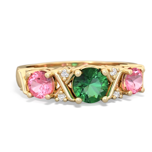 lab emerald-pink sapphire timeless ring