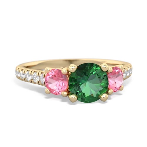 lab emerald-pink sapphire trellis pave ring