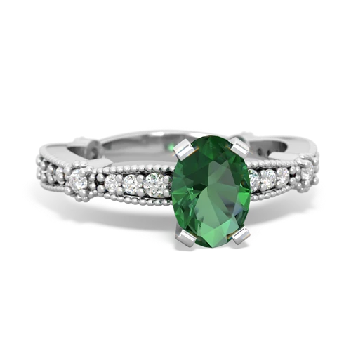 lab emerald engagement ring