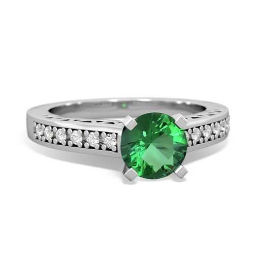 lab emerald engagement ring