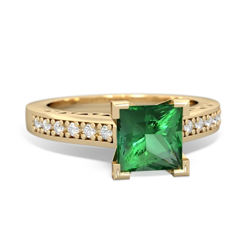 lab emerald engagement ring