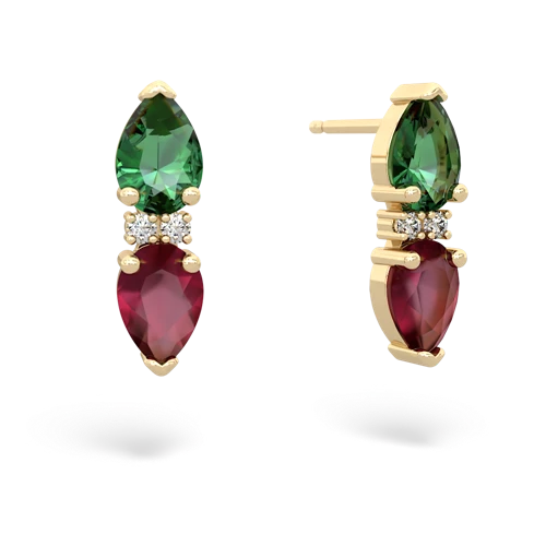 lab emerald-ruby bowtie earrings