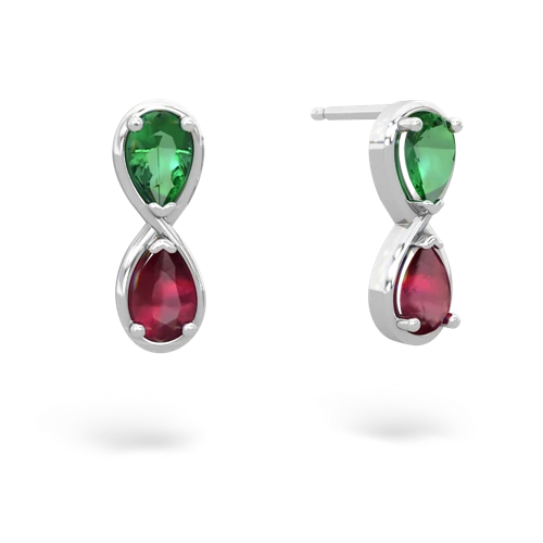 lab emerald-ruby infinity earrings