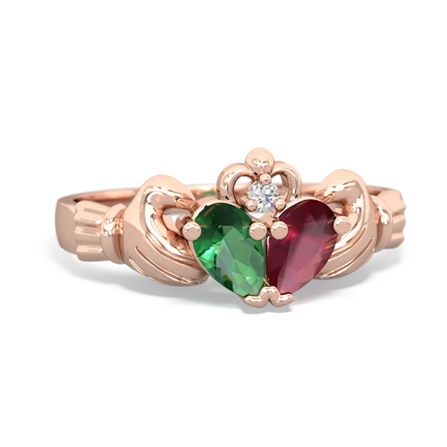 lab emerald-ruby claddagh ring