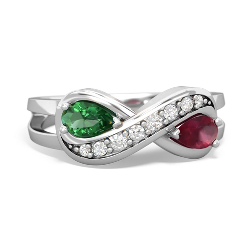 lab emerald-ruby diamond infinity ring