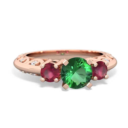 lab emerald-ruby engagement ring