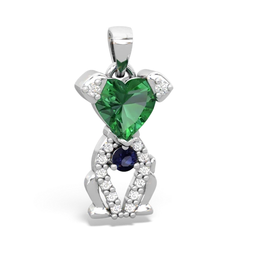 lab emerald-sapphire birthstone puppy pendant