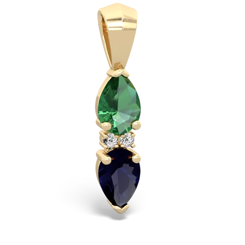 lab emerald-sapphire bowtie pendant