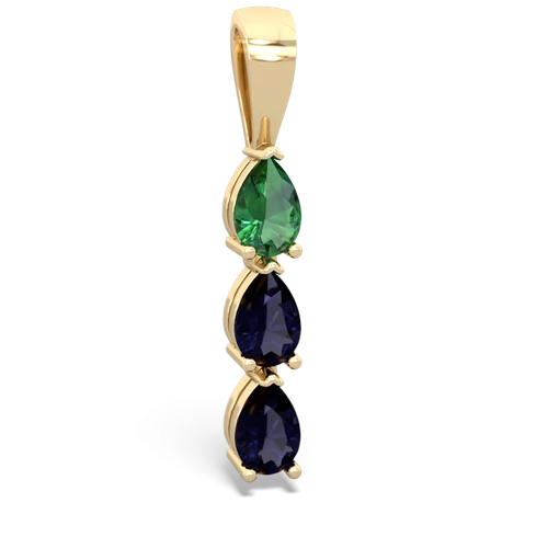 lab emerald-sapphire three stone pendant