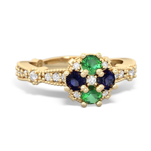 lab emerald-sapphire art deco engagement ring