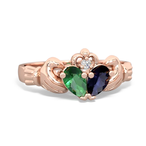 lab emerald-sapphire claddagh ring