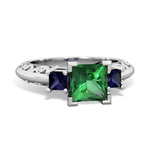 lab emerald-sapphire engagement ring