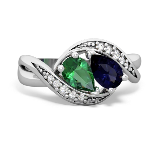 lab emerald-sapphire keepsake curls ring