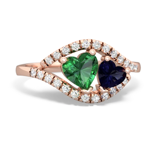 lab emerald-sapphire mother child ring