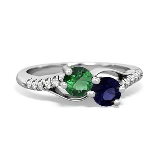 lab emerald-sapphire two stone infinity ring