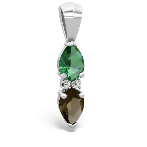 lab emerald-smoky quartz bowtie pendant