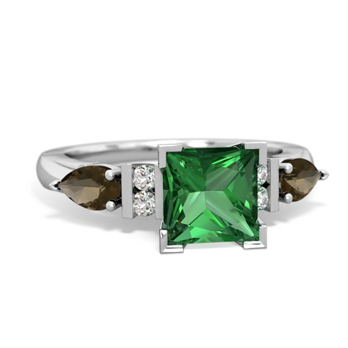 lab emerald-smoky quartz engagement ring