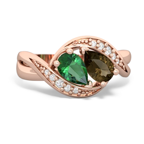 lab emerald-smoky quartz keepsake curls ring