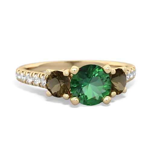 lab emerald-smoky quartz trellis pave ring