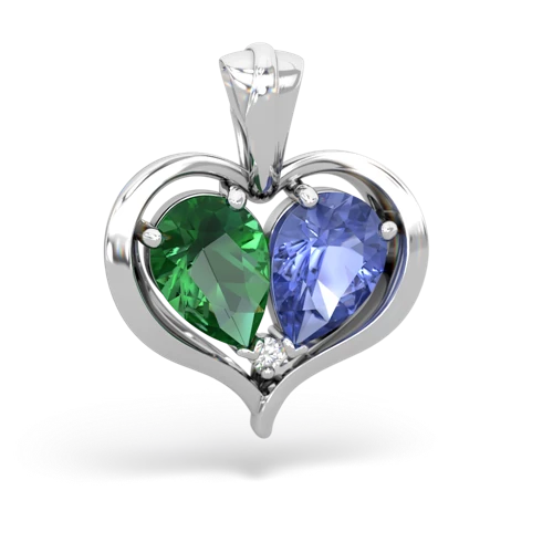 lab emerald-tanzanite half heart whole pendant