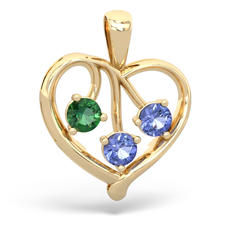 lab emerald-tanzanite love heart pendant