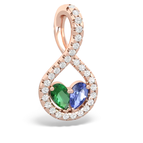 lab emerald-tanzanite pave twist pendant