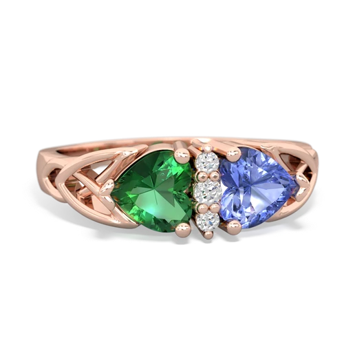 lab emerald-tanzanite celtic ring