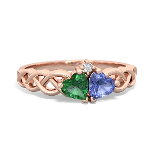 lab emerald-tanzanite celtic braid ring