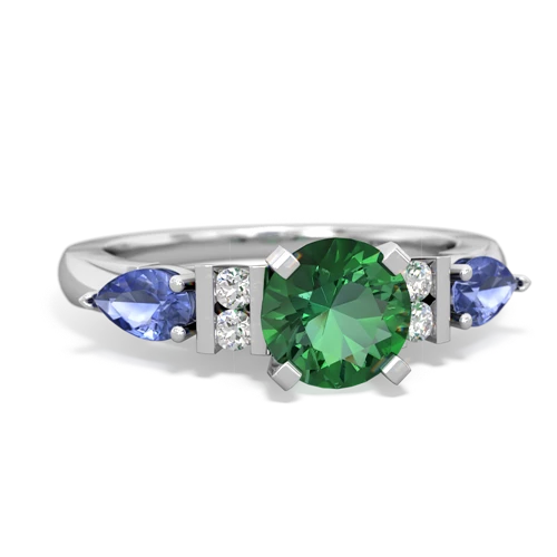 lab emerald-tanzanite engagement ring