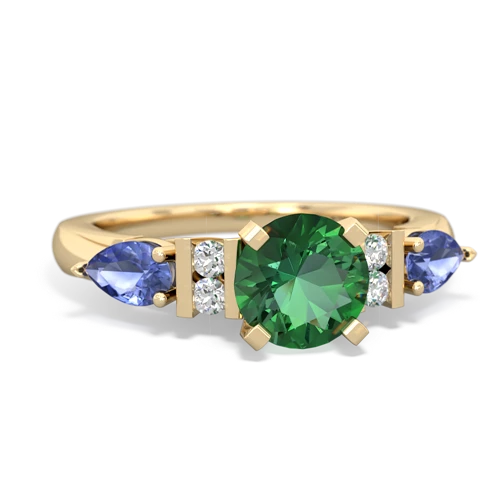 lab emerald-tanzanite engagement ring