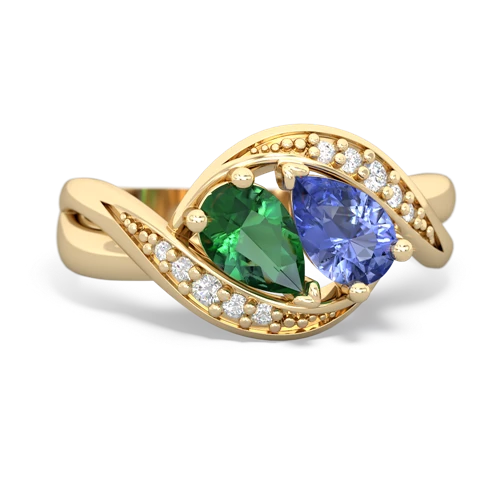 lab emerald-tanzanite keepsake curls ring