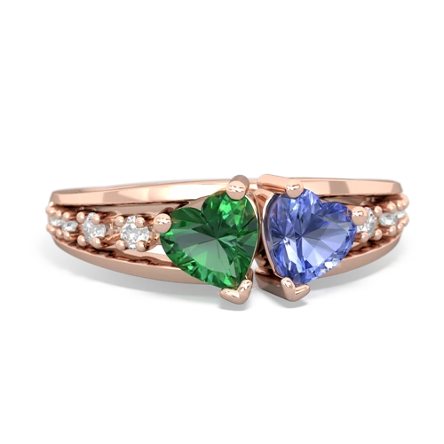 lab emerald-tanzanite modern ring