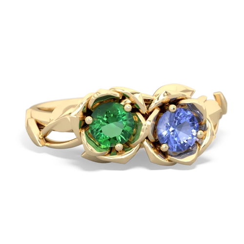 lab emerald-tanzanite roses ring