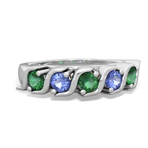 lab emerald-tanzanite timeless ring