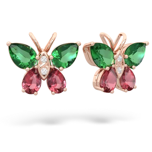 lab emerald-tourmaline butterfly earrings