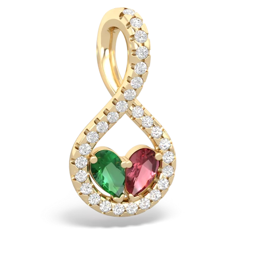 lab emerald-tourmaline pave twist pendant