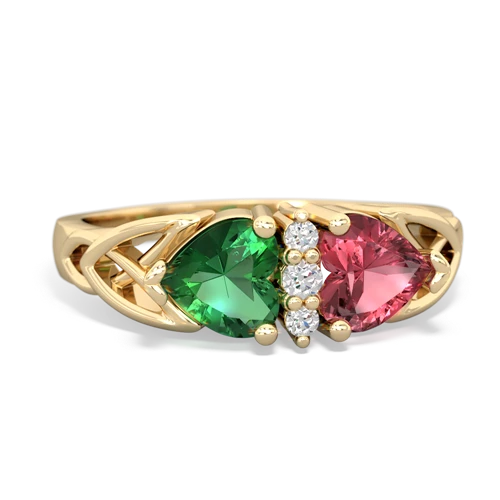 lab emerald-tourmaline celtic ring