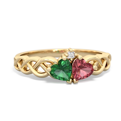 lab emerald-tourmaline celtic braid ring