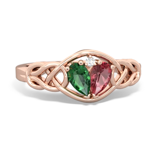 lab emerald-tourmaline celtic knot ring