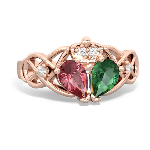 lab emerald-tourmaline claddagh ring