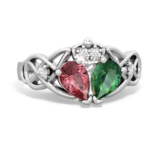 lab emerald-tourmaline claddagh ring