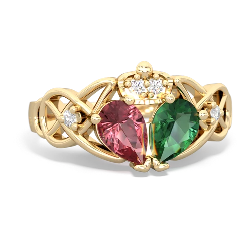 lab emerald-tourmaline claddagh ring