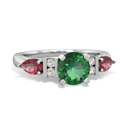 lab emerald-tourmaline engagement ring