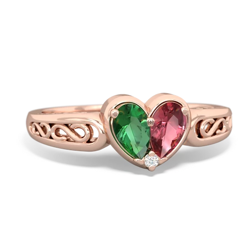 lab emerald-tourmaline filligree ring