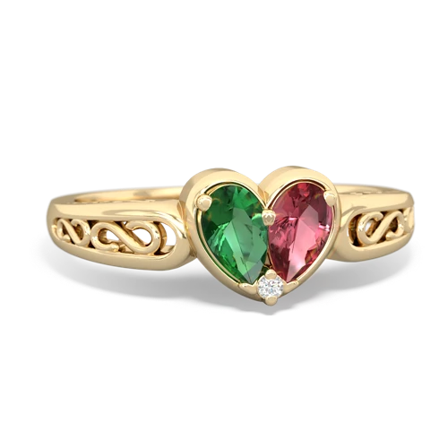 lab emerald-tourmaline filligree ring