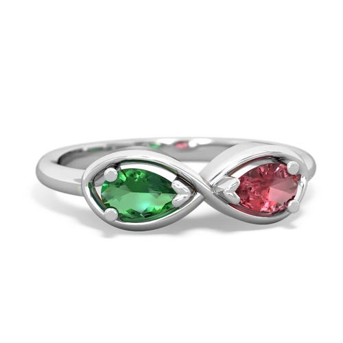 lab emerald-tourmaline infinity ring