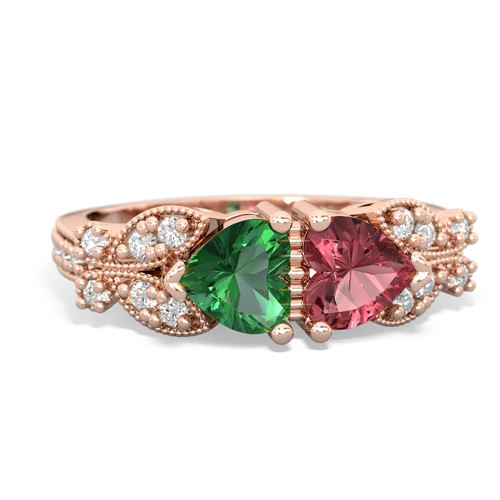 lab emerald-tourmaline keepsake butterfly ring